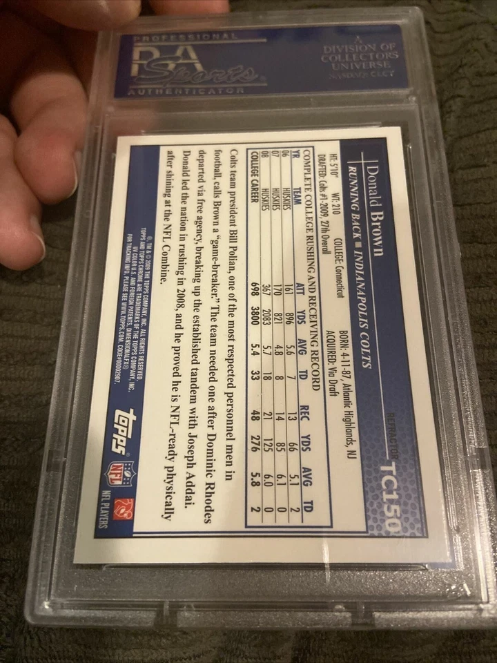 2009 Topps Chrome #TC150 Donald Brown Refractor Psa 9 Pop 1 Of 1 None Higher - Image 2 of 2