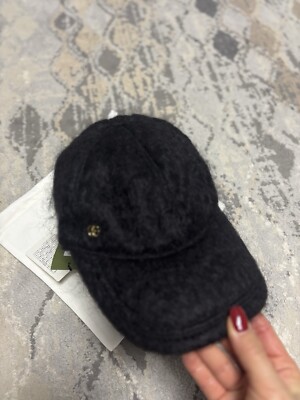 New Authentic Gucci GG Logo Mohair Black Baseball Hat Size L