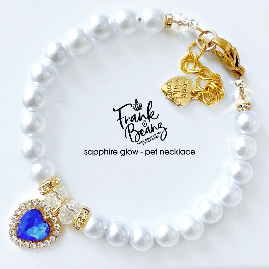 Sapphire Heart Pearl Dog Necklace Personalized Cat Necklace Pet Jewelry Handmade
Opens in a new wind