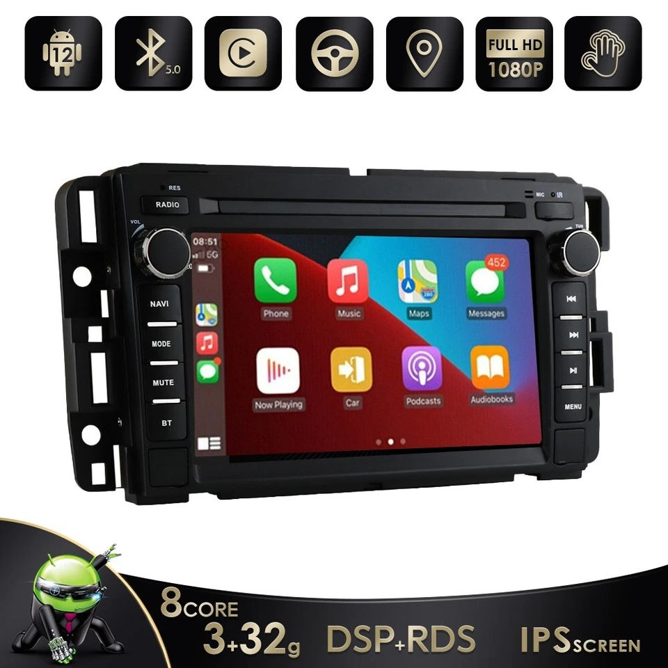 Radio de audio para automóvil 3+32 GB navegación GPS 7" Android10 estéreo para GMC Yukon Chevrolet Chevy Foto 2 de 4
