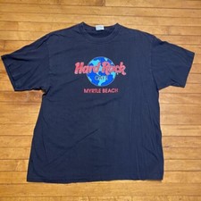 Vintage 90s Hard Rock Cafe Myrtle Beach T-shirt Made In USA Size XL Black Globe