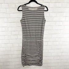 Athleta Black and Off White Stripped Sleeveless Sheath Dress Women's Size Small