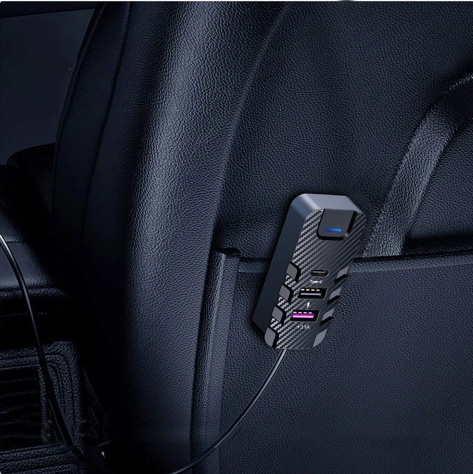 6 Port Car Charger Front Rear Seat USB Type-C Fast Charge Adapter For Cell Phone - Image 3 of 4