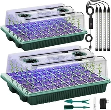Seed Starter Tray with Grow Light, 2 Packs 80 Cells Seed Starting Kit Seedling S
