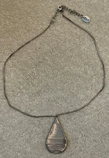 Zad Silver Wrapped 2-Inch Pendant, Necklace on 20-Inch Chain