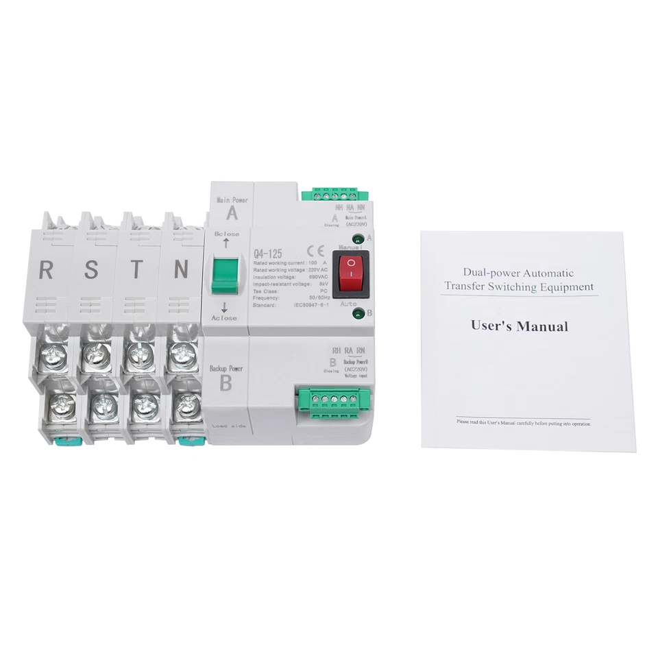 Fuente de alimentación doble 100A 4P Interruptor automático Interruptor de alimentación Interruptor de transferencia - Imagen 2 de 4