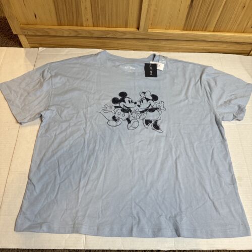 Disney Gap Minnie & Mickey Mouse Wms Sz XL Blue Short Sleeve T Shirt Graphic - Picture 1 of 10