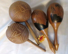 Vintage Set of 4 Handmade Maracas