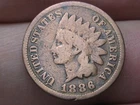 1886 Indian Head Cent Penny, Variety 1, Var 1, T1, Type 1- VG Details