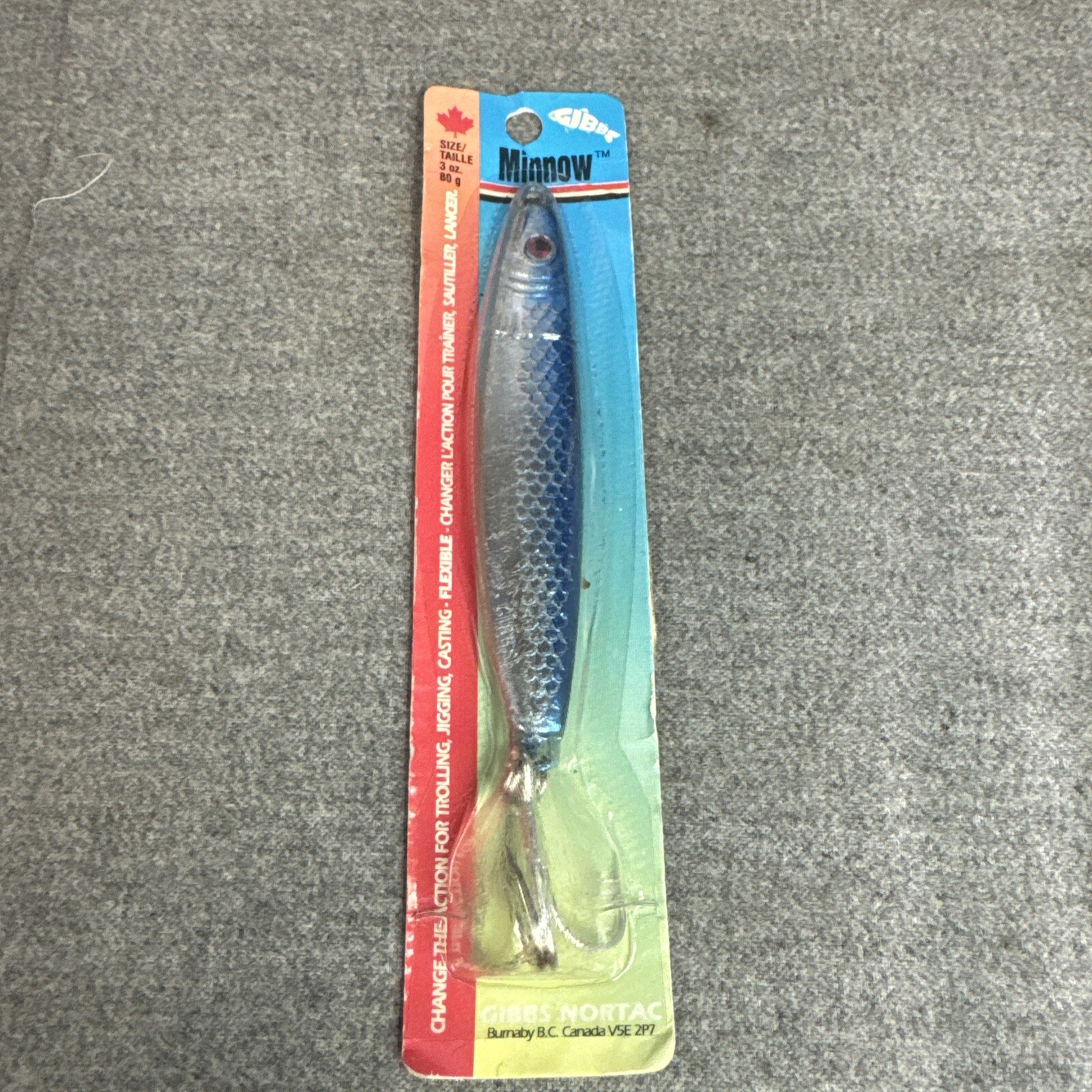 Vintage Fishing Lure - GIBBS MINNOW - Blue - (lure #3oz.)