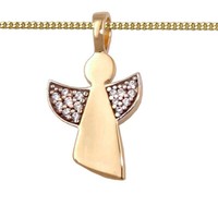 Kinder Baby Zirkonia Schutz Engel Echt Gold 333 Und Kette Silber 925 Vergoldet