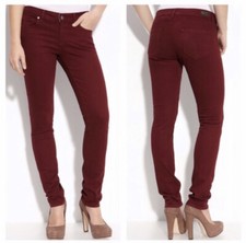 PAIGE DENIM Women’s Burgundy Red Skyline Soft Stretch skinny Jeans Size 24