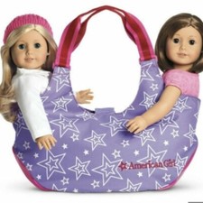 American Girl Two Doll Carrying Tote Travel Bag Purple White Stars