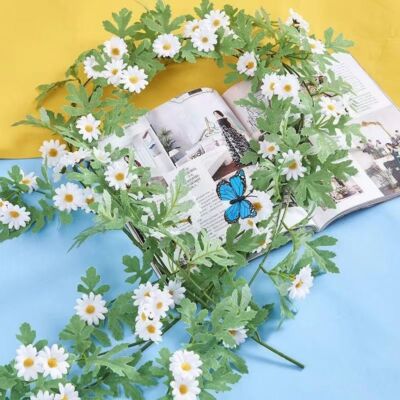 1pc Künstliche Daisy Blume Ivy Girlande mit Draht Rebe Seide Rattan Hochzeit DIY
