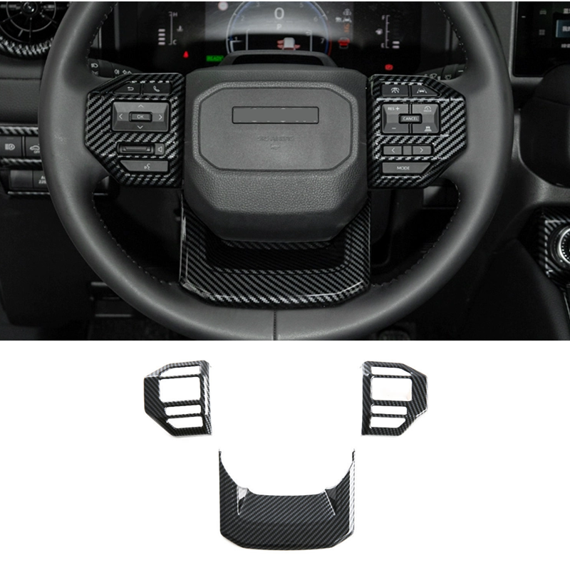 Carbon fiber Car Steering Wheel Trim 3pcs For Toyota Land Cruiser 2024 2025