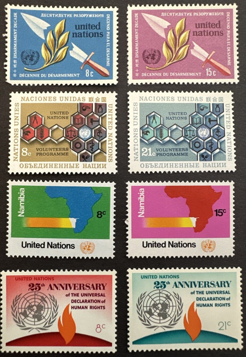 United Nations UN NY 1973 Sc# 234-235, 238-243 Lot of 8 Mint
