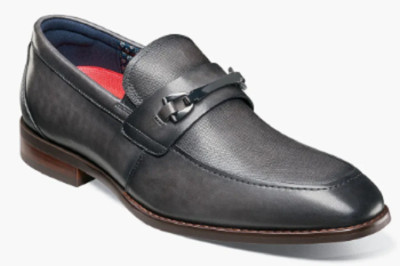 Men's Dress Shoes Kaylor Moc Toe Bit Slip On GRAY Leather Stacy Adams 25572
