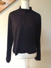 Jockey Sport Jacket Coat Blue  White Women's Large Polyester Blend Solid Zip. E