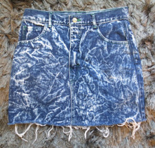 Vintage Snoopy Denim Skirt 10 Blue Acid Wash Jean Raw Hem American Sportswear