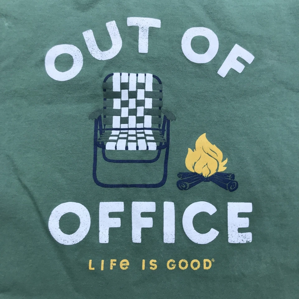 Life is Good Womens Medium Green Out of Office Short Sleeve Cool Tee Round Neck - Image 2 of 4