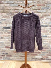 Purple Heather Handloomed Knitwear Gap of Dunloe 100% Wool Irish Vintage Sweater