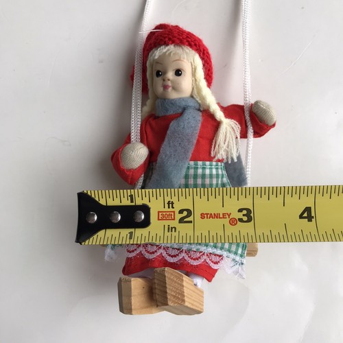 Scandinavian Doll Girl On Swing Wooden Shoes Clogs Decor Nursery Sweden Holland - Picture 9 of 10