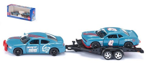 Modellino auto Siku AUTO DODGE TRAILER  scala 1:55 diecast modellismo statico - Afbeelding 1 van 1