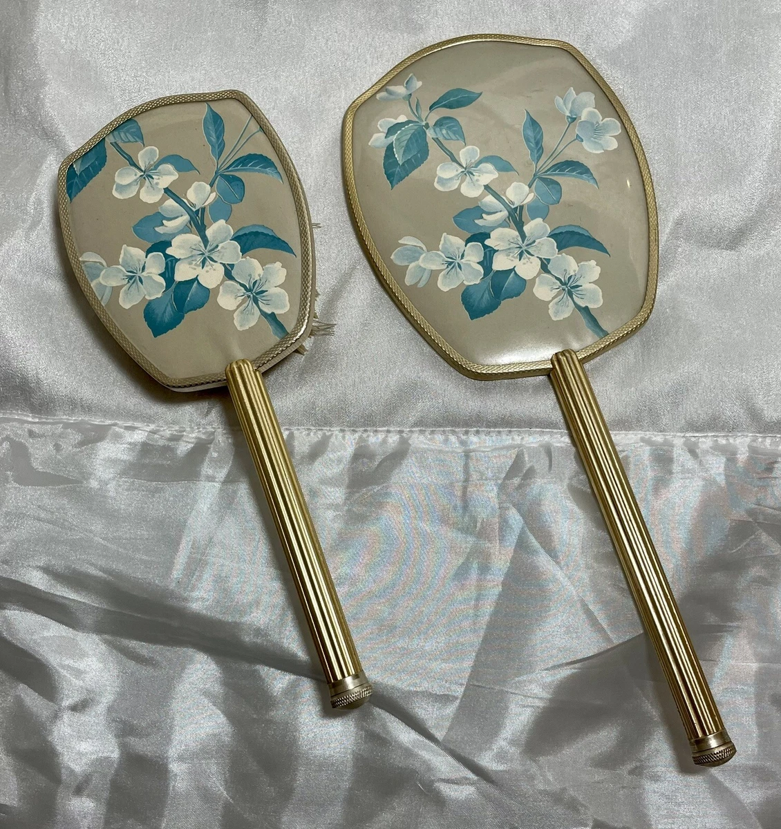 Vintage Vanity Set Brush And Mirror Very Good Condition Made In England Floral