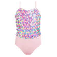 REVOLUTION Sequin Leotard Dance Costume Ballet Jazz Pink Multi Childrens Small S