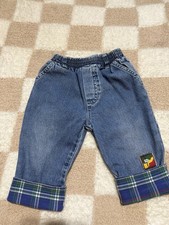 Vintage McKids Denim Jeans Toddler Kids Plaid Cuff McDonald s 90s Elastic Waist