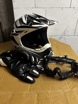 Acerbis Helm mit Handschuhe und Brille MX Motocross Enduro