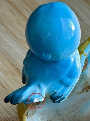 Vintage Norcrest Blue Birds Perched On Birdhouse Planter Japan