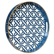 Spsyrine Round Decorative Tray Plastic Serving Table Tray Handles For Ottoman