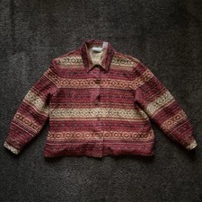 Alfred Dunner Vintage Tapestry Jacket Women 18P Red Geometric Textured Blazer