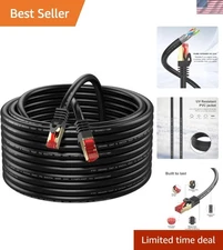 Cat6 Outdoor Ethernet Cable 200ft,Outdoor Shielded Grounded UV Resistant Wate...