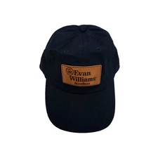 Evan Williams Bourbon Hat Cap Leather Strap Back Black Mens Adult Whisky Logo