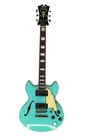 *Crack* D'Angelico Premier Mini DC Semi-Hollow Electric Guitar Surf Green #R7307