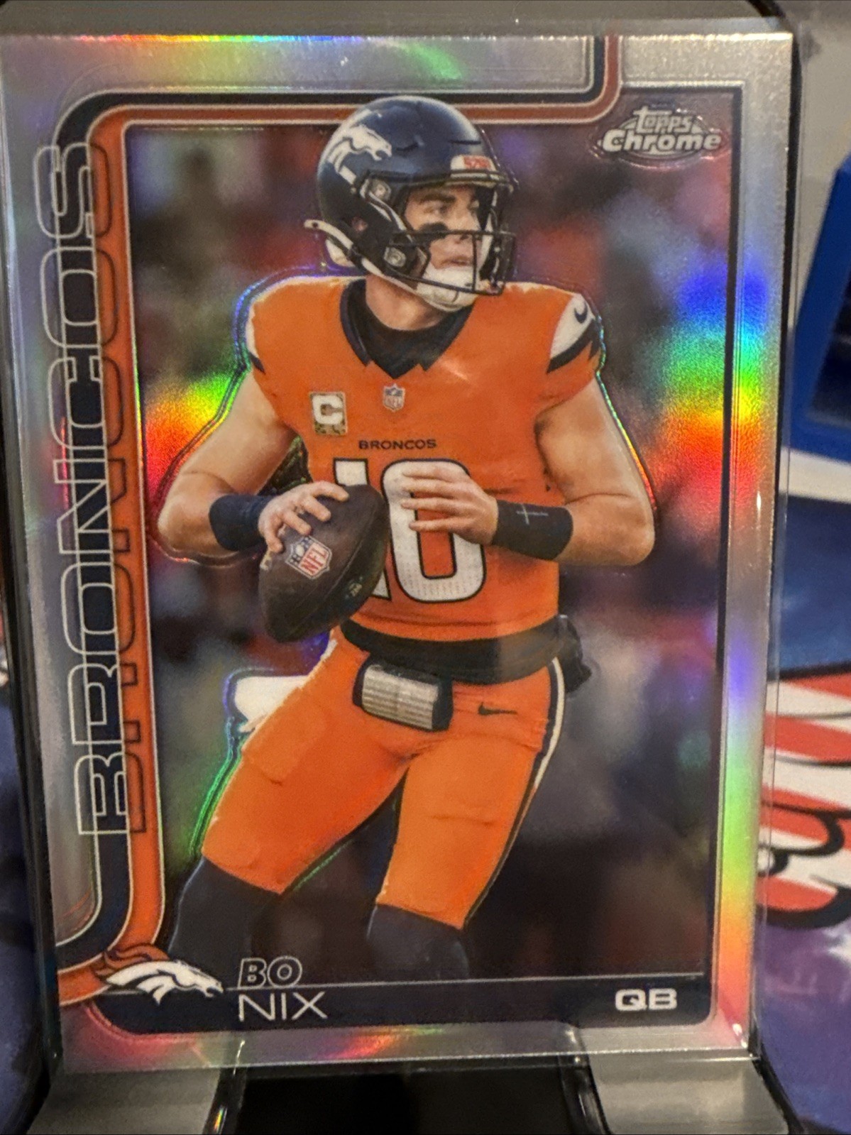 Topps 2024 Chrome Bo Nix #88 refractor Denver Broncos NFL Football Trading Card