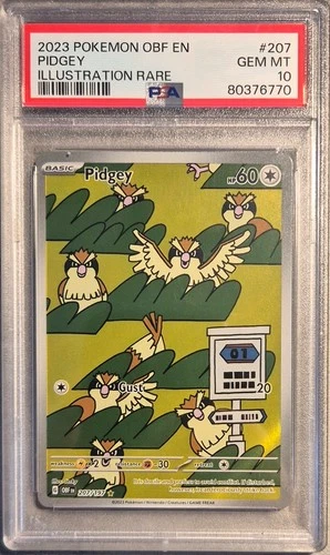 PSA 10 Pidgey Illustration Rare 207/197 Obsidian Flames