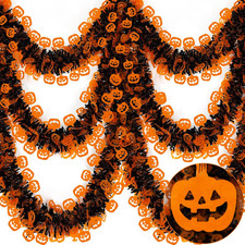 2 Pack Halloween Garland Total 66 Ft Halloween Tinsel Garland with Black Orange