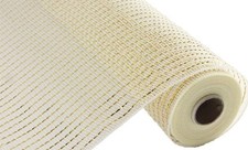 Wide Foil Deco Poly Mesh Ribbon, 10 Inches x 30 Feet Cream, Gold Foil