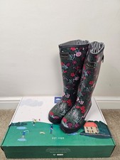 Joules Field Welly Art Floral Botanical Print Wellington Boots RRP 59.95 - BNWT