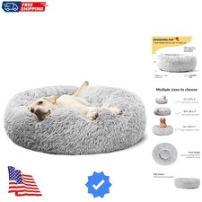 Calming Donut Cuddler Dog Bed, Round Fluffy Pet Bed for Large Dogs,Washable, ...