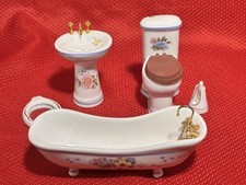 Dollhouse Miniature Ceramic Bathroom Set Tub, toilet, sink, 1:12 inch scale
