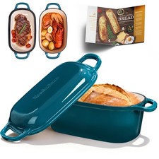 4.6-Quart Oval Dutch Oven for Bread Baking, 2 in 1 Enameled Cast Iron Bread P...