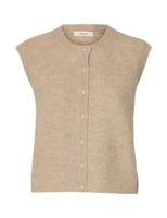 Selected Women Damen Slflulu Sl Button O-Neck Vest Noos, Birch, Large