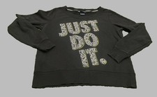 Nike Women's Cropped Sweatshirt Black Just Do It Logo Large