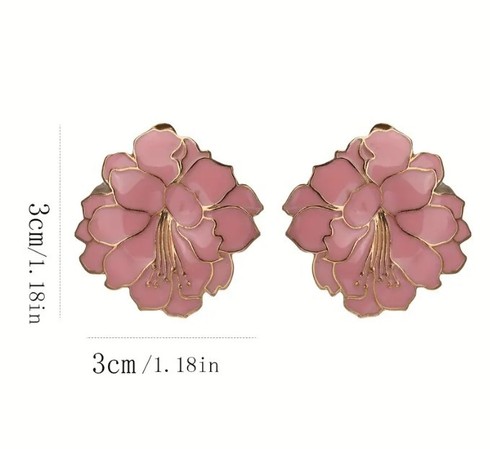 Elegante Französische Blumen Clips  Ohrringe Clips 14K vergoldet Emailliert #31 - Bild 4 von 14