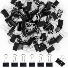 120 Pack Black Binder Clips 0.75 Inch, Small Paper Clamps, Black Paper Binder...