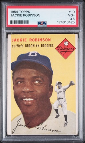 1954 Topps Baseball #10 Jackie Robinson PSA Graded 3.5 Very Good+ CENTERED
